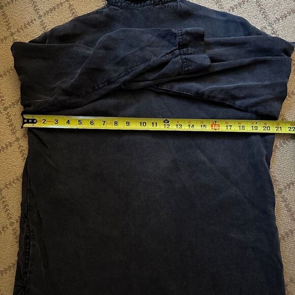 Zara Basic Black Denim Shirt Dress with embellished face detail on front S - Picture 9 of 9